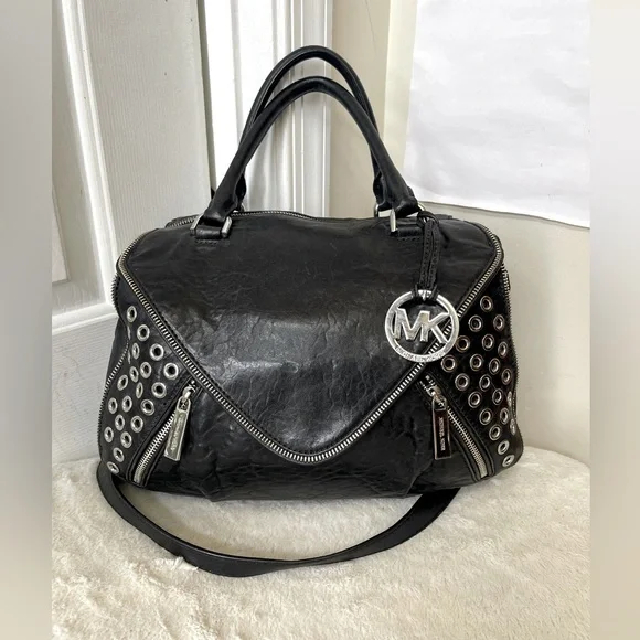 Michael Kors Black Leather Satchel EUC - Picture 13 of 14